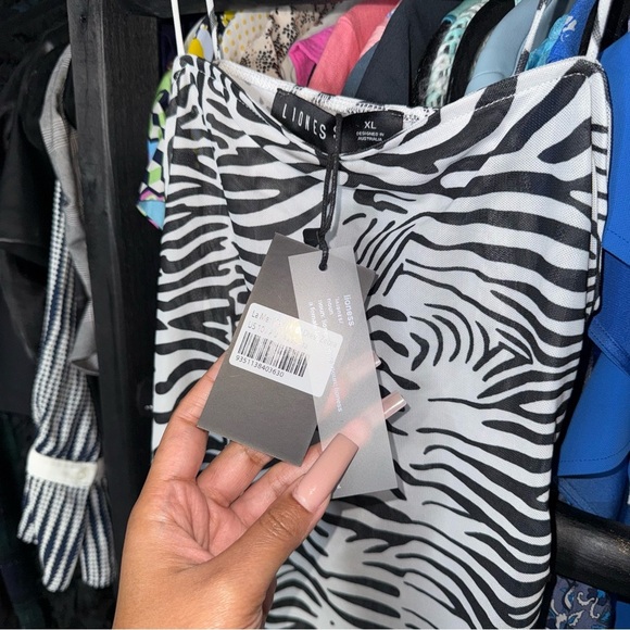 Lioness Mesh Zebra Print Mini Dress in Black White - Picture 10 of 11